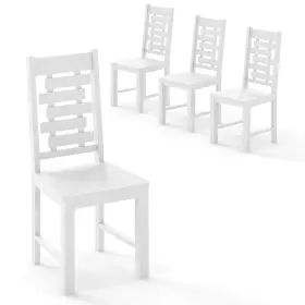 Hcst09600 Costway Farmhouse Dining Chair Set Of 4 With 100% Rubber Wood Frame And Hollowed High Back