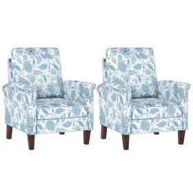 Hcst09673 Costway Floral Accent Chair With Solid Wood Legs And High Back Thick Comfy Cushions