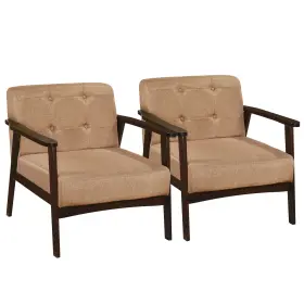 Hcst09703 Costway 2pcs Accent Chair With Armrest And Rubber Wood Frame Lounge For Office