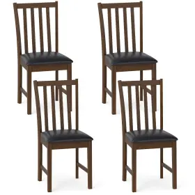 Hcst09860 Costway Wooden Dining Chair Set Of 4 With Rubber Wood Frame Padded Seat Curved Back
