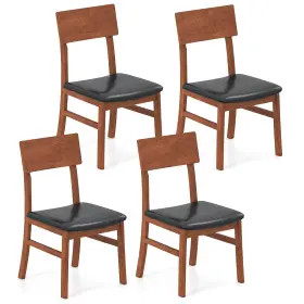 Hcst09884 Costway Dining Chairs Set Of 4 With Rubber Wood Legs And Upholstered Seat Curved Backrest