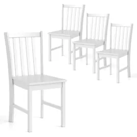 Hcst09980 Costway Rustic Dining Chairs Set Of 4 With Slat Tilt Backrest Wide Seat Rubber Wood Legs