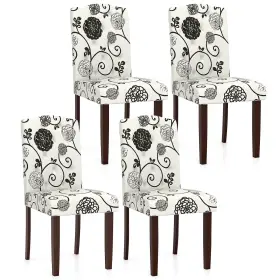Hcst10073 Costway Wooden Dining Chair Set Of 4 With Rubber Wood Legs Padded Seat S Springs Kitchen