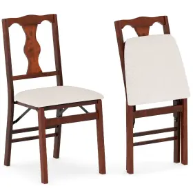 Hcst10514 Costway Set Of 2 Folding Dining Chairs With Rubber Wood Frame Soft Padded Seat Cushion
