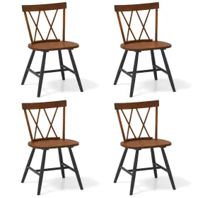 Hcst10785 Costway Dining Chairs Set Of 4 Farmhouse Kitchen Chair With Rubber Wood Frame