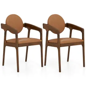 Hcst10841 Costway Wooden Dining Chair Set Of 2 With Rubber Wood Frame Padded Seat And Back Armrests