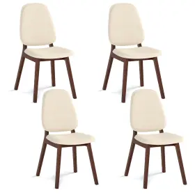 Hcst10865 Costway Modern Dining Chair Set Of 4 With Upholstered Backrest Seat Linen Fabric For Room