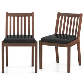 Hcst11021 Costway Dining Chair Set Of 2 Pu Leather Upholstered Kitchen Armless Chairs Espresso