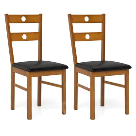 Hcst11173 Costway Wood Dining Chairs Set Of 2 With Rubber Frame Padded Seat And Slatted Backrest