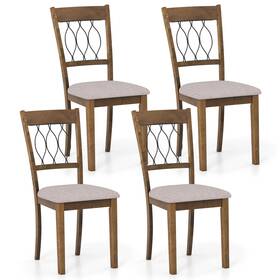 Costway Hcst11208 Fabric Dining Chair Set Of 4 With Padded Seat Elegant Backrest For Restaurant