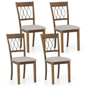 Hcst11208 Costway Fabric Dining Chair Set Of 4 With Padded Seat Elegant Backrest For Restaurant