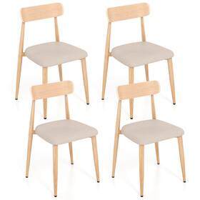Costway Hcst11390 Modern Upholstered Dining Chairs Set Of 4 With Wood-like Metal Legs Padded Seat