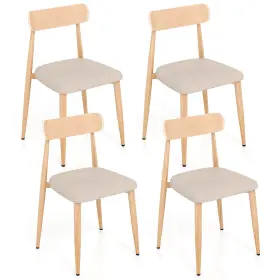 Hcst11390 Costway Modern Upholstered Dining Chairs Set Of 4 With Wood-like Metal Legs Padded Seat