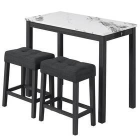 Costway Hcst11627 3 Pcs Bar Table Set With Charging Station Modern Counter Height Breakfast