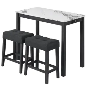Hcst11627 Costway 3 Pcs Bar Table Set With Charging Station Modern Counter Height Breakfast