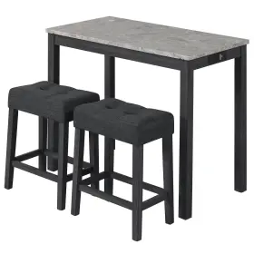 Hcst11628 Costway 3 Pcs Bar Table Set With Charging Station Modern Counter Height Breakfast