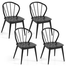 Costway Hcst11857 Wooden Dining Chair Set Of 4 With High Spindle Back Rubber Wood Legs Wide Seat