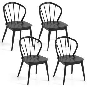 Hcst11857 Costway Wooden Dining Chair Set Of 4 With High Spindle Back Rubber Wood Legs Wide Seat