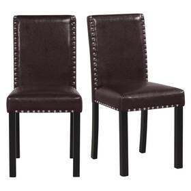 Costway Hcst12485 Dining Chair Set Of 2 With Wood Legs Nailhead Trim Padded Seat And Backrest