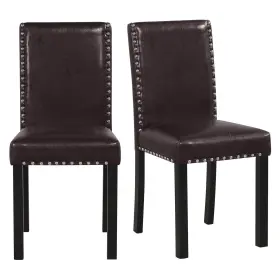 Hcst12485 Costway Dining Chair Set Of 2 With Wood Legs Nailhead Trim Padded Seat And Backrest