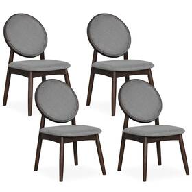 Costway Hcst13083 Dining Chairs Set Of 4 Upholstered Linen Fabric Side With Round Backrest