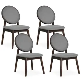 Hcst13083 Costway Dining Chairs Set Of 4 Upholstered Linen Fabric Side With Round Backrest