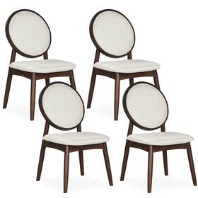 Costway Hcst13084 Dining Chairs Set Of 4 Upholstered Linen Fabric Side With Round Backrest