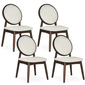Hcst13084 Costway Dining Chairs Set Of 4 Upholstered Linen Fabric Side With Round Backrest