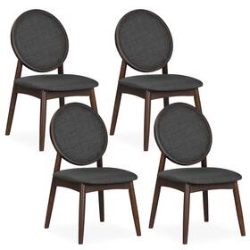 Costway Hcst13085 Dining Chairs Set Of 4 Upholstered Linen Fabric Side With Round Backrest