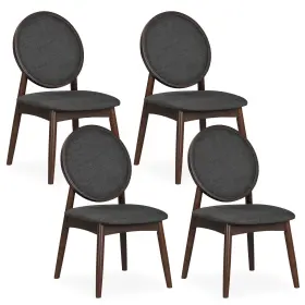 Hcst13085 Costway Dining Chairs Set Of 4 Upholstered Linen Fabric Side With Round Backrest