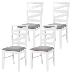 Costway Hcst13554 Dining Chairs Set Of 4 With Tall Backrests Linen Fabric Upholstered Seats