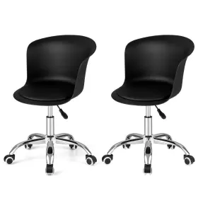 Hv10329dk-2 Costway Standard Office Chair 31.5 Inch H Armless Swivel Ergonomic Pu Leather Seat