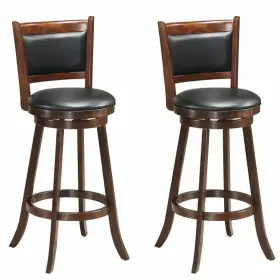 Hw58966 Costway Set Of 2 29 Inch Swivel Bar Height Stool Wood Dining Chair Barstool Espresso
