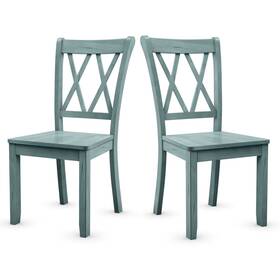 Costway Hw65270 Wood X-back Dining Chair Home Kitchen Set Of 2 - Mint Green