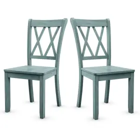 Hw65270 Costway Wood X-back Dining Chair Home Kitchen Set Of 2 - Mint Green