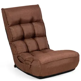 Hw66375cf Costway 4-position Adjustable Floor Chair Folding Lazy Sofa Cushioned Couch Lounger New