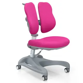 J036pia17036 Costway Kids Study Desk Chair Adjustable Height Depth With Sit-brake Casters Pink