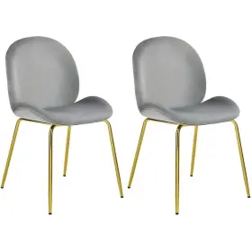 K0l-10n0s1hs-2 Costway Velvet Accent Chairs Dining Side With Gold Metal Legs Grey Set