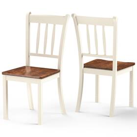 Costway K335wha18356 Set Of 2 Wood Dining Chair High Back Room Side Ivory White