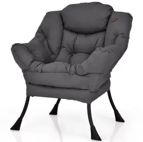 N118gra18863 Costway Modern Single Sofa Chair Polyester Fabric Lazy With Side Pocket Grey
