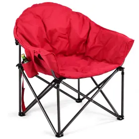 Op3639 Costway Oversized Saucer Moon Folding Camping Chair Padded Seat With Cup Holder&carry Bag