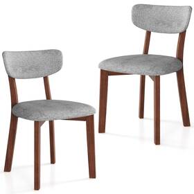 Costway Us-2hcst01133 2pcs Upholstered Dining Chairs With Solid Rubber Wood Frame Curved Backrest