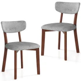 Us-2hcst01133 Costway 2pcs Upholstered Dining Chairs With Solid Rubber Wood Frame Curved Backrest