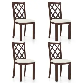 Us-2hcst01147 Costway Wood Kitchen Chairs Set Of 4 With Rubber Legs And Upholstered Seat Cushion