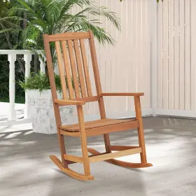 Us-2hcst01214 Costway High-back Rocking Armchair Hardwood Chair With Curved Seat For Balcony
