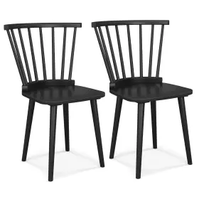 Us-2hcst01401 Costway Rubber Wood Kitchen Chairs Set Of 2 With Spindle Back 400 Lbs Weight Capacity
