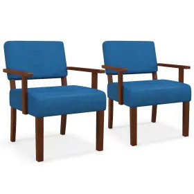 Us-2hcst04594 Costway 2pcs Linen Accent Chair Living Room With Soft Padded Seat And Backrest