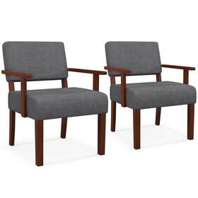 Costway Us-2hcst04595 2pcs Linen Accent Chair Living Room With Soft Padded Seat And Backrest