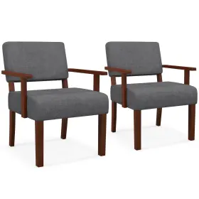 Us-2hcst04595 Costway 2pcs Linen Accent Chair Living Room With Soft Padded Seat And Backrest