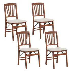 Us-2hcst05662 Costway 4 Set Kitchen Chairs With Rubber Wood Frame Upholstered Seat Hollowed Backrest